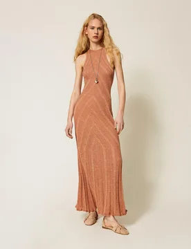Robe longue en maille de lin et lurex - TWINSET - FashionsVida