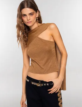 Top de mujer asimétrico con foulard decorativo - The-Are - FashionsVida