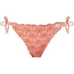 Braga de bikini atada con lazo a los lados y estampado palmeras con lurex