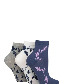 Women's 3 Pair SOCKSHOP Mid Length Bamboo Socks Floral 4-8 - Multi Coloured - Size: Small - Wildfeet - FashionsVida