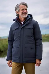Concord' Mens Extreme Down Jacket Waterproof Hooded Full Zip Long Winter Coat Blue - Size 2xs