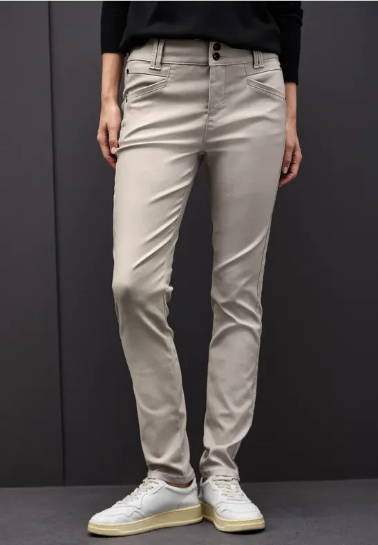 Slim Fit Coated Hose female Beige - Street One - FashionsVida