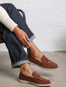Wheres Womens 'Pegasus' Slip On Trim Loafers With Accessory Detailing - Brown - Size Uk 5 - Where's That From - FashionsVida