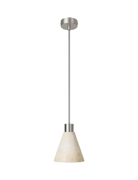 Cables Suspension Avec Abat-jour Conique En Bois Avec Bulb Satin Titanium One Size - Creative - FashionsVida