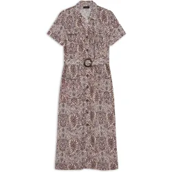 Vestido midi en lino estampado paisley