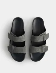 Suede 2 Strap Sandals Dark Grey male