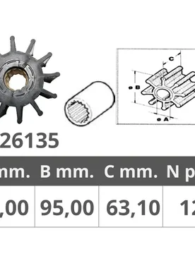 Jabsco 17935 Johnson 09-819b 12 Blades Impeller Black 25 x 95 x 63.10 mm unisex - Finnord - FashionsVida