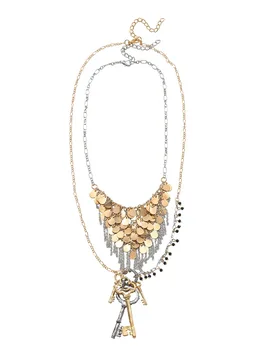 ZAA 2 Pack Metal Piece Waterfall Necklaces Chain Link Statement Keys Pendant 2025 Trend Women Holiday Party Jewelry Accessories - Aliexpress - FashionsVida