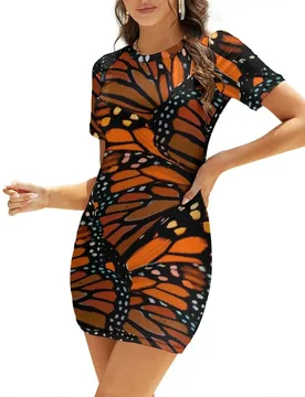 Winging It (Orange) Short-Sleeved Dress women dress womans clothing Female dress birthday - Aliexpress - FashionsVida