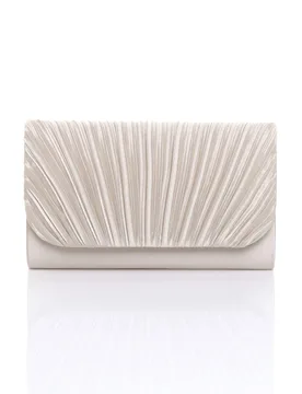 Women's Evening Pleated Satin Prom Party Bag in Beige - Beige - Size: One Size - Ajvani - FashionsVida