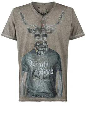 Trachtenshirt Prachtbock (stein, Gr. M) von Mountain Rocker für Herren, Oberteile, 100% Baumwolle - Stockerpoint - FashionsVida