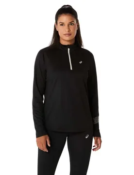 Icon Half Zip Long Sleeve T-shirt Performance Black XL Women - Asics - FashionsVida