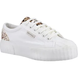 Calfhair Details Leather Womens White Avorio/leopard Spots Trainers - Size Uk 6.5