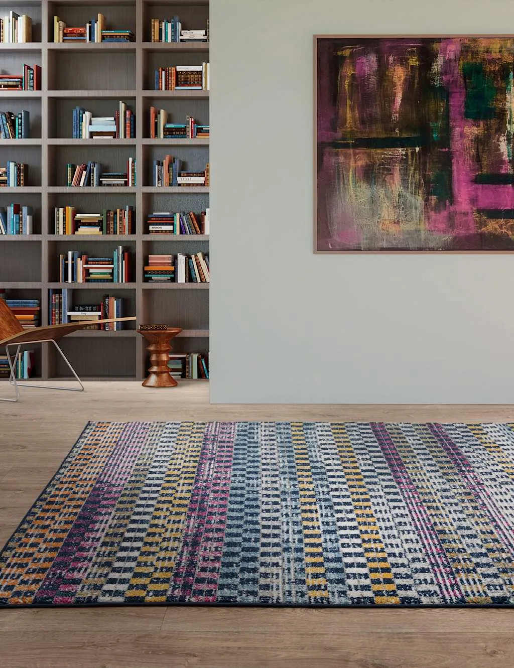 Muse Check Bright Woven Rug Multi - Asiatic - FashionsVida