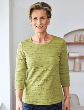 Rundhals-Shirt Strukturmuster - Pistazie - female - Size: 44 - Avena - FashionsVida