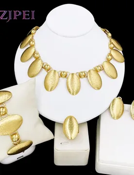 GZJPEI 4Pcs Jewelry Set 18K Gold Color Oval Drop Pendant Necklace Bracelet Chic Earring Ring Dubai Nigeria Wedding Jewellery - Aliexpress - FashionsVida