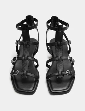 Strappy Flat Gladiator Sandals Black female - M&S - FashionsVida