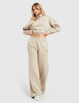 Womens Wordmark 1/4 Zip Cropped Sweatshirt - Beige, beige beige Donna taglia XL - Under armour - FashionsVida