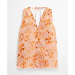 Blusa relajada sin mangas de suave fibra de ramio