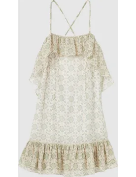 Vestido corto estampado con cuello cuadrado y volantes - CLAUDIE PIERLOT - FashionsVida