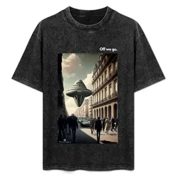 Off we go UFO in the street - I believe in cool alien deep space T-Shirt Basic Simple Design Short Sleeve Shirt