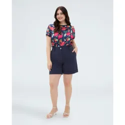 Pantalones de mujer bermuda en punto milano bolsillos americanos