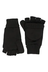 Fingerless Knitted Womens Mitten - Black - Black - Size: ONE