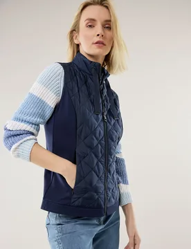 Leichtweste Materialmix, normale Größen, Farbe Blau, 44, super bequem leicht Damen - Walbusch - FashionsVida