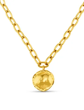 LUXE Oval Link & Molten Coin Necklace - Orelia London - FashionsVida