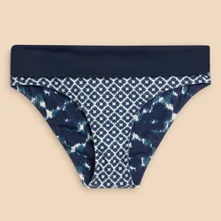 Recycled Reversible Fold Down Bikini Bottom - Navy