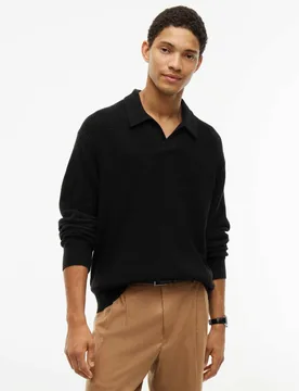 Cotton Blend Ribbed Jumper with Wool Black male - Tommy hilfiger - FashionsVida