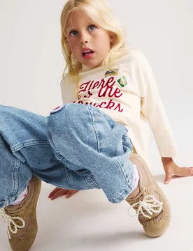 Denim Badge Barrel Leg Jeans (2-8 Yrs) Denim female - M&S - FashionsVida
