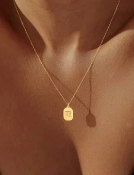 Pieza Collar de cadena de acero inoxidable dorado con colgante cuadrado de signo zodiacal de moda minimalista para mujeres - Shein - FashionsVida