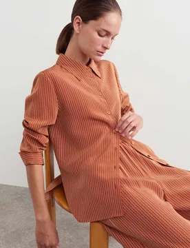 Pure Silk Striped Shirt Copper female - Jaeger - FashionsVida
