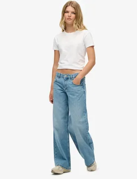 Superdry Damen Kultige Baggy Jeans mit Mittlerer Leibhöhe Hellblau - Größe: 26/30 - 64.99 - FashionsVida