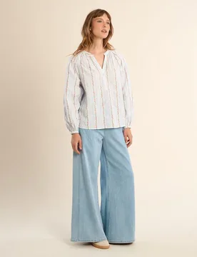 Blusa de mujer de manga larga con estampado - Molly Bracken - FashionsVida