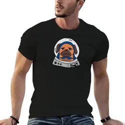 Space Pug T-Shirt Basic Solid Color Casual Tee Shirt