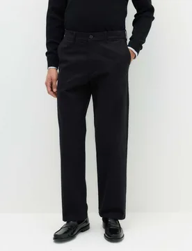 Loose Fit Stretch Chinos Black male - M&S - FashionsVida