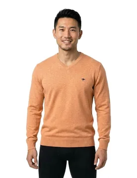 Pull à Col En V 1613211 Tangerine 2XL - Fynch Hatton - FashionsVida