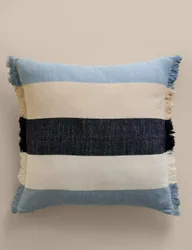 Pure Cotton Woven Striped Outdoor Cushion Blue Mix