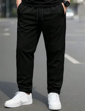 Pieza Pantalones largos delgados de talla grande para hombre, estilo casual y deportivo, holgado, favorecedor y estilizante, adecuado para uso diario - Shein - FashionsVida