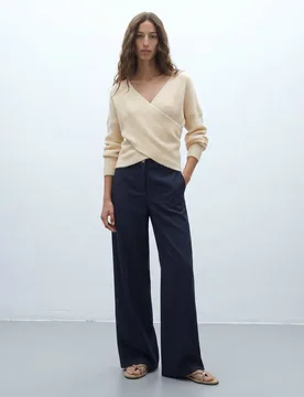 Jersey de mujer escote pico efecto cruzado - Andam - FashionsVida