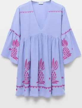 Vestido corto con bordado de piñas - Tintoretto - FashionsVida