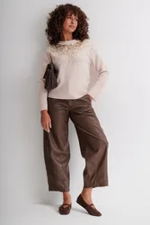 Women's Sequin Detail Knitted Jumper in Light Beige Size: XL - Light Beige - Size: XL
