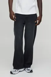 Mens Basic Baggy Fit Jeans - Black Cotton - Size 36 Long