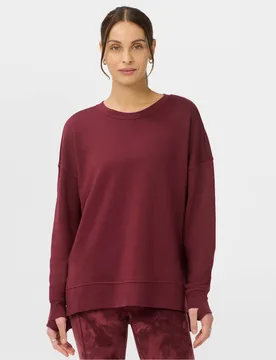 After Class Cotton Modal Longline Sweatshirt Burgundy Mix female - Sweaty betty - FashionsVida