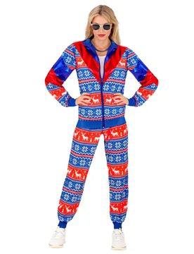 Weihnachts Trainingsanzug Blau Rot Erwachsene - Widmann - FashionsVida
