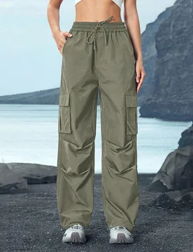 Pantalones cargo deportivos casuales para mujer con cordón ajustable para exteriores S - Shein - FashionsVida