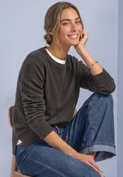 Langarm Pullover mit Boat Neck female Braun