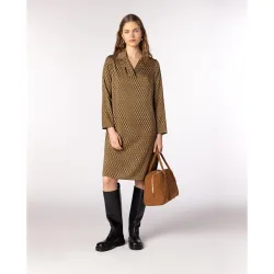 Vestido de twill de satén con estampado geométrico